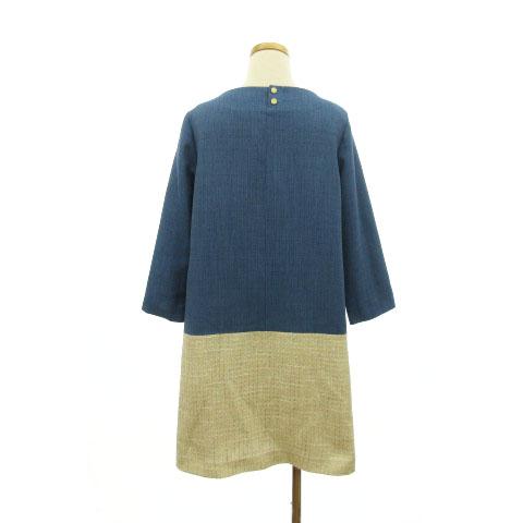 中古 フレディ Fredy クルール Couleur ワンピース ひざ丈 七分袖 切り替え ツイード 38 青 ベージュ Lek レディースの通販はau Wowma ブランド古着のベクトル