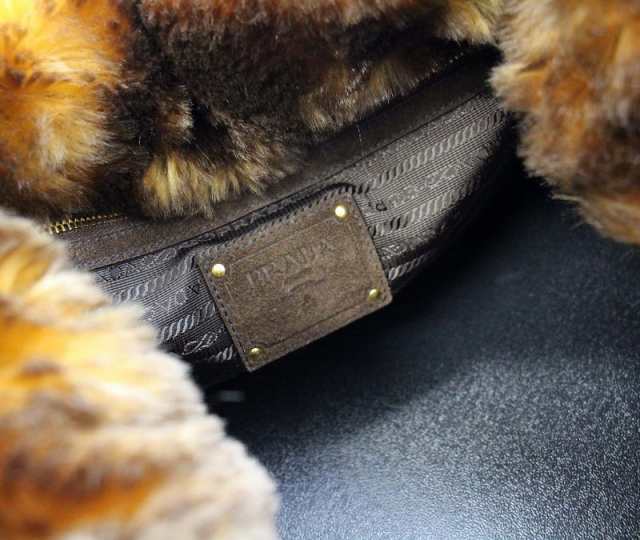 中古】プラダ PRADA フェイクファー デニム カナパ トートバッグ