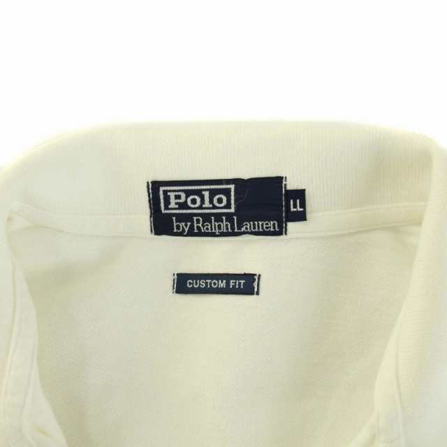 【中古】ポロ バイ ラルフローレン Polo by Ralph Lauren CUSTOM FIT ポロシャツ 半袖 ポニー刺繍 LL 白 青  メンズ｜au PAY マーケット