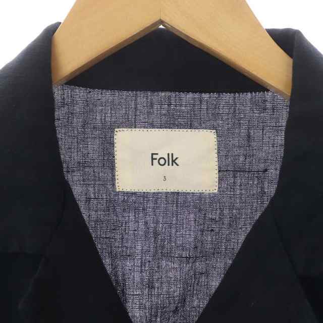 【中古】フォーク FOLK コットンリネン オープンカラーシャツ 半袖 麻 M 黒 ブラック /SI26 メンズ｜au PAY マーケット