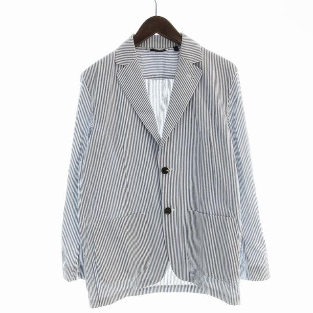 【中古】ラルディーニ LARDINI JVAMAJ テーラードジャケット ブレザー シングル ストライプ S 青 ブルー 1303 /EE