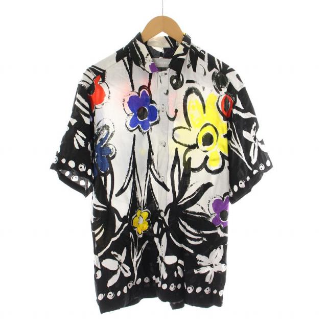 【中古】ジャムズワールド シャドウガーデン アロハシャツ 半袖 花柄 フラワープリント S ブラック M630RE
