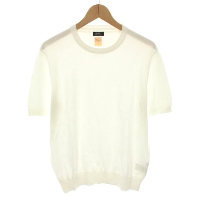 【中古】ブリッラ ペル イル グスト シーアイランドコットンクルーネックニット 半袖 M 白 24-04-0205-148 メンズ