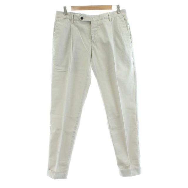 【中古】ピーティートリノ STRETCH EVO FIT ストレッチチノパン チノパンツ タック ジップフライ 46 ライトグレー