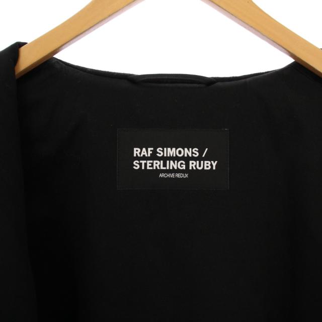 【中古】ラフシモンズ RAF SIMONS STERLING RUBY ARCHIVE REDUX ステンカラーコート ミドル丈 プリント 46 黒