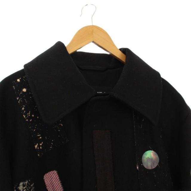 【中古】ラフシモンズ RAF SIMONS STERLING RUBY ARCHIVE REDUX ステンカラーコート ミドル丈 プリント 46 黒