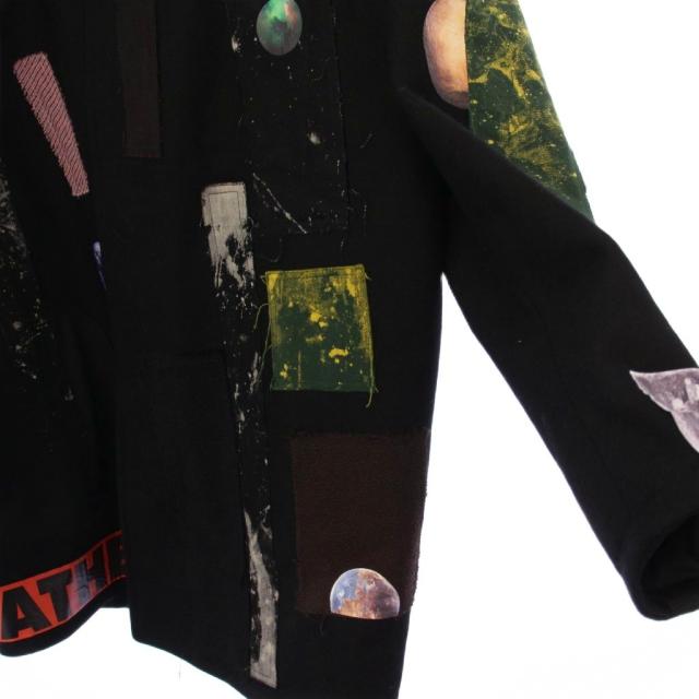【中古】ラフシモンズ RAF SIMONS STERLING RUBY ARCHIVE REDUX ステンカラーコート ミドル丈 プリント 46 黒