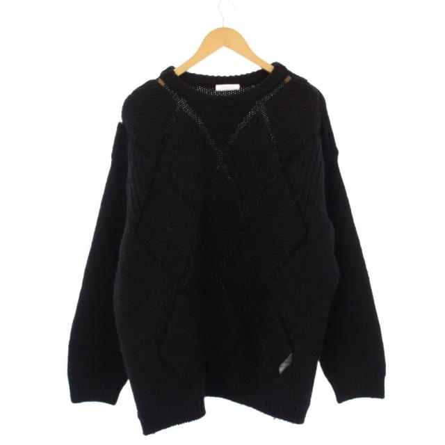 【中古】ヴァレンティノ ヴァレンチノ VALENTINO ニット セーター 長袖 メッシュ 切替 XL 黒 WV0KC17G7TN /KH メンズ