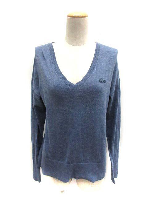 中古 ラコステ Lacoste ニット カットソー チュニック Vネック ワッペン ロゴ 長袖 36 青 Yi16 レディースの通販はau Pay マーケット ブランド古着のベクトル