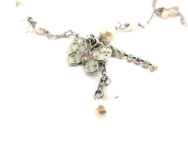 【中古】アナスイ ANNA SUI アクセサリー ブレスレット リボンモチーフ ラインストーン チェーン シルバー 白 /YI2 レディース|au Wowma!