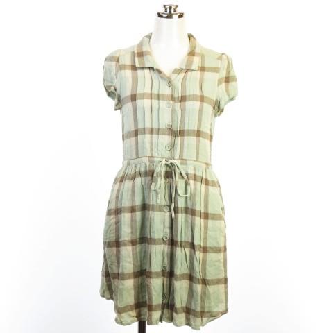 中古 ダズリン Dazzlin シャツ風 ミニワンピース ピンタック チェック ギャザー 半袖 パステルグリーン系 Sの通販はau Pay マーケット ブランド古着のベクトル
