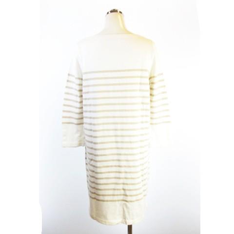 中古 自由区 オンワード樫山 バスクワンピース 綿100 ボーダー 七分袖 膝丈 春夏 アイボリー ベージュ 40の通販はau Pay マーケット ブランド古着のベクトル