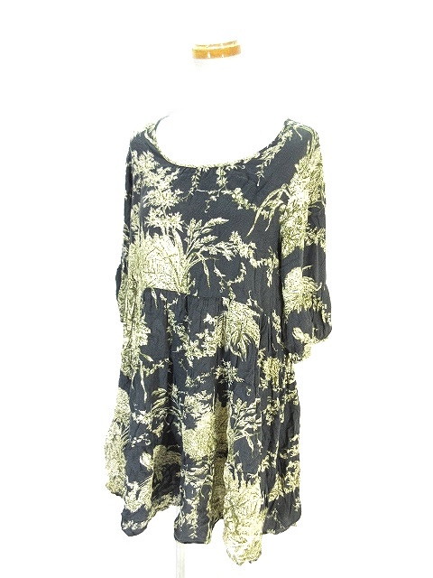 中古 アパートバイローリーズ Apart By Lowrys ワンピース 膝丈 七分袖 総柄 ボタニカル F ネイビー アイボリー 緑の通販はau Pay マーケット ブランド古着のベクトル