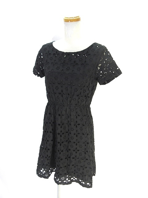 中古 ローリーズファーム Lowrys Farm ワンピース 半袖 膝丈 刺繍 花柄 M ブラック 黒 レディースの通販はau Pay マーケット ブランド古着のベクトル