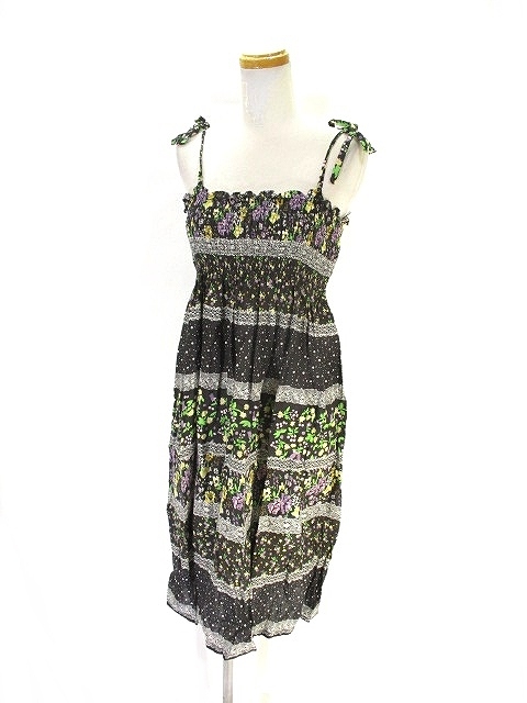中古 イーハイフンワールドギャラリー E Hyphen World Gallery キャミソール ワンピース 膝丈 花柄 マルチカラー 黒の通販はau Pay マーケット ブランド古着のベクトル