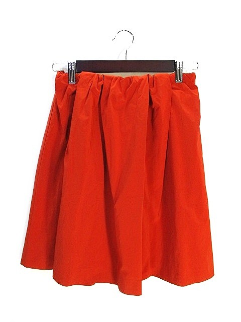 ルージュヴィフ Rouge vif 美品 ギャザータック 膝丈 スカート ナイロン オレンジ size F レディース 330円