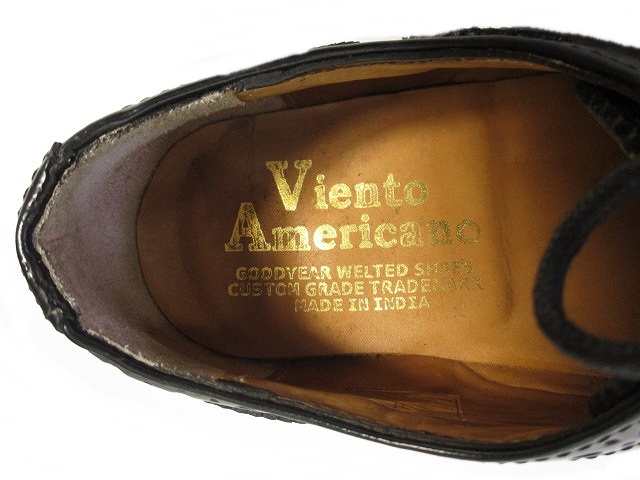 中古】viento americano ウイングチップ シューズ レザー 黒 ブラック