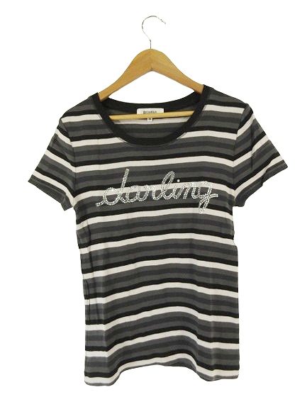 ソニアリキエル Tシャツ 半袖 ボーダー プリント クルーネック 38 黒 金色 ソニアリキエル 半袖Ｔシャツ クルーネック トップス キッズ 女の子用