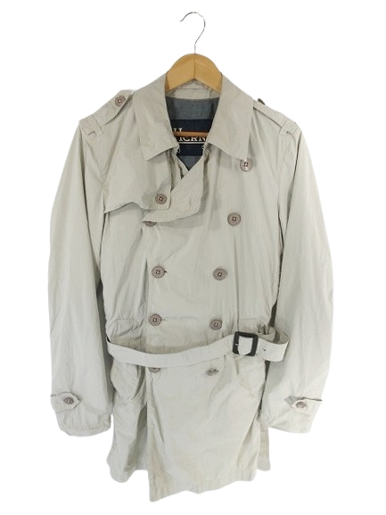 【中古】ヘルノ HERNO トレンチコート アウター ジャケット ダブルブレスト ベルト 無地 ベージュ サイズ46 レディース