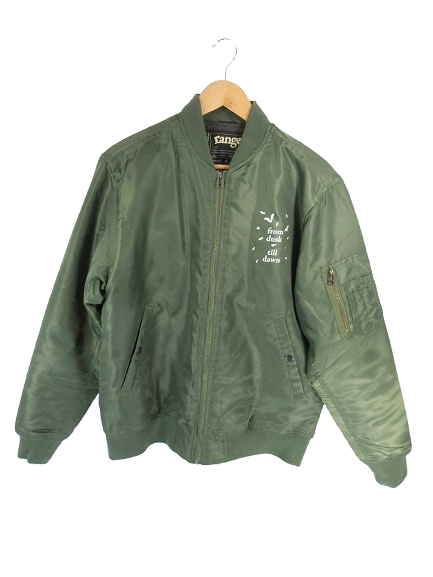 【中古】レンジ range ジャケット フライト MA-1 ロゴ プリント グリーン系 サイズL QQQ メンズ