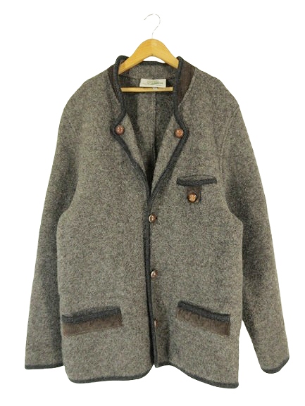 【中古】SIGI SCHEIBER ジャケット チロリアン 長袖 ポケット オーストラリア製 無地 ブラウン系 サイズ48 QQQ メンズ