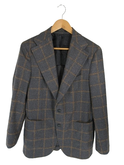 【中古】タリアトーレ TAGLIATORE テーラード ジャケット シングルブレスト スーツ チェック グレー ブラウン サイズ50/8 R QQQ メンズ