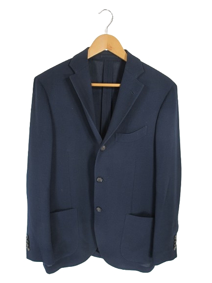 【中古】ラルディーニ LARDINI テーラード ジャケット シングルブレスト スーツ 無地 ネイビー サイズ48 QQQ メンズ
