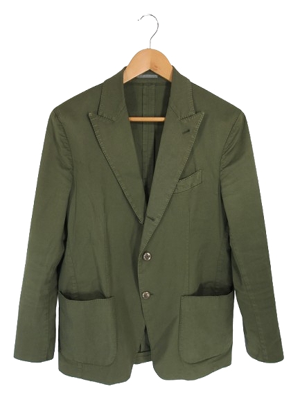 【中古】ガブリエレパジーニ Gabriele Pasini テーラード ジャケット シングルブレスト 無地 グリーン サイズ46 メンズ