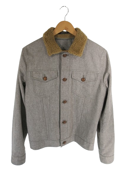 【中古】タリアトーレ TAGLIATORE STEVE/P ジャケット ブルゾン ウール 襟ボア ボタン 長袖 無地 グレー サイズ 50/R