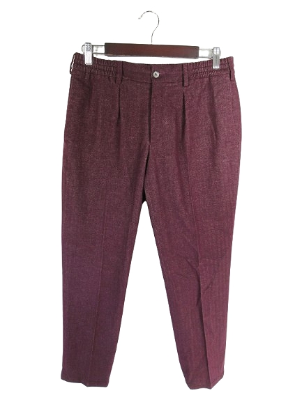 【中古】PT TORINO SMOOTH FIT パンツ スラックス ストレート ゴムウエスト スウェード調 ヘリンボーン パープル 48