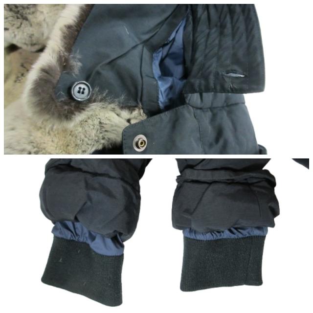 【中古】ウールリッチ WOOLRICH 1402072 ダウン ジャケット コート フード ジップフライ ボタン 無地 ネイビー M