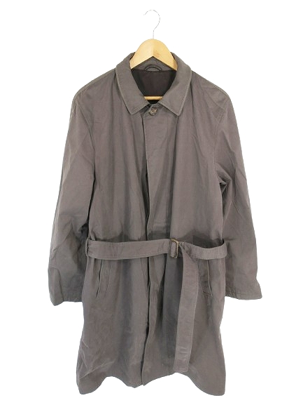 【中古】エルメネジルドゼニア Ermenegildo Zegna トレンチ コート ジャケット ベルト 無地 ブラウン系 サイズ48