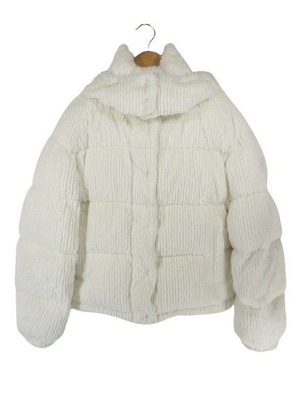 【中古】モンクレール MONCLER ダウン ジャケット フード コーデュロイ 長袖 サイズ 00 白 QQQ ☆AA★ レディース
