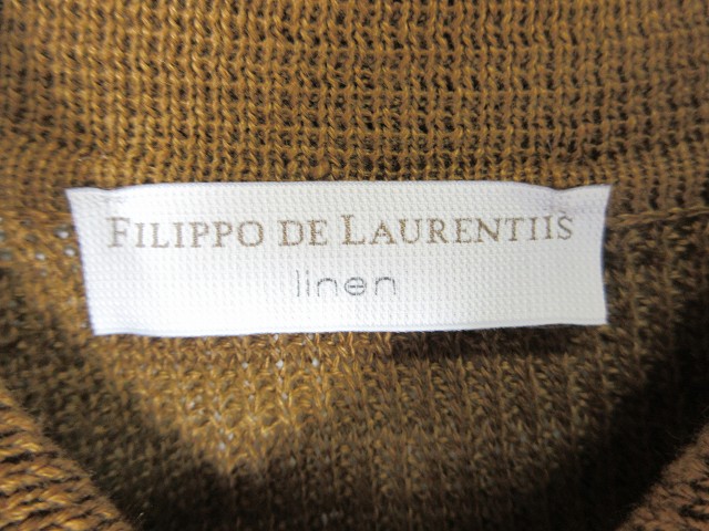 【中古】フィリッポデローレンティス FILIPPO DE LAURENTIIS linen カーディガン 長袖 ボタン 麻 リネン ブラウン 48_3