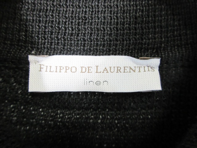 【中古】フィリッポデローレンティス FILIPPO DE LAURENTIIS linen カーディガン 長袖 麻 リネン ブラック サイズ48_3