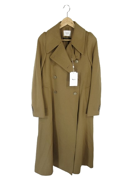 【中古】未使用品 アメリヴィンテージ Ameri VINTAGE ステンカラー コート ロング ダブルブレスト ボタン ブラウン S