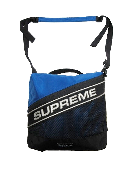 【中古】シュプリーム SUPREME ショルダー バッグ 3D ロゴ メッシュ ポケット 黒 ブルー QQQ ☆AA★ メンズ レディース
