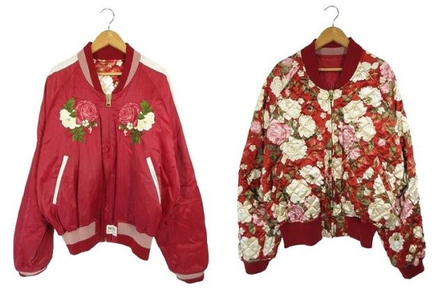 【中古】ピンクハウス PINK HOUSE スカジャン リバーシブル 2Way キルティング 刺しゅう 花 柄 レッド 赤 レディース