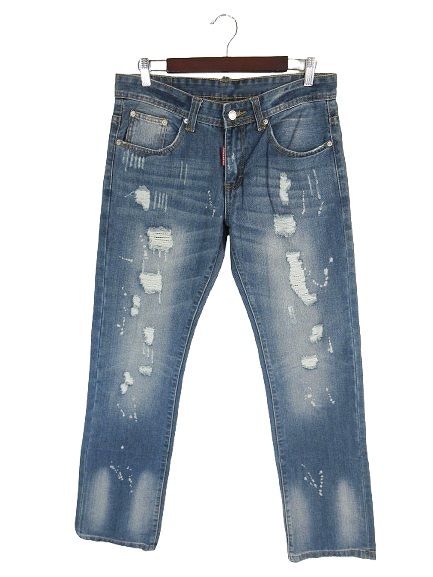 【中古】ディースクエアード DSQUARED2 パンツ デニム ジーンズ ジーパン ロング ダメージ加工 インディゴ サイズ33