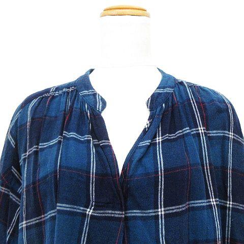 中古 As Know As シャツワンピース 長袖 オフィサーカラー ひざ丈 チェック柄 綿 ダークシアン 紺 レディースの通販はau Pay マーケット ブランド古着のベクトル