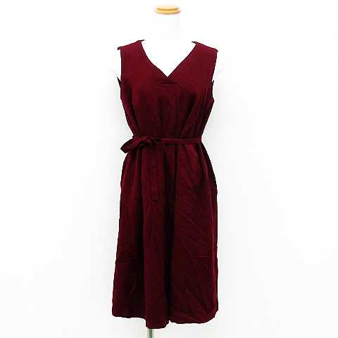 中古 Bou Jeloud ワンピース ドレス ノースリーブ Vネック ひざ丈 リボン 無地 ウール混 ボルドー 38 レディースの通販はau Pay マーケット ブランド古着のベクトル