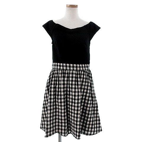 中古 アラマンダ Allamanda ワンピース ノースリーブ ひざ丈 リボン チェック ブラック系 黒系 38 レディースの通販はau Wowma ブランド古着のベクトル