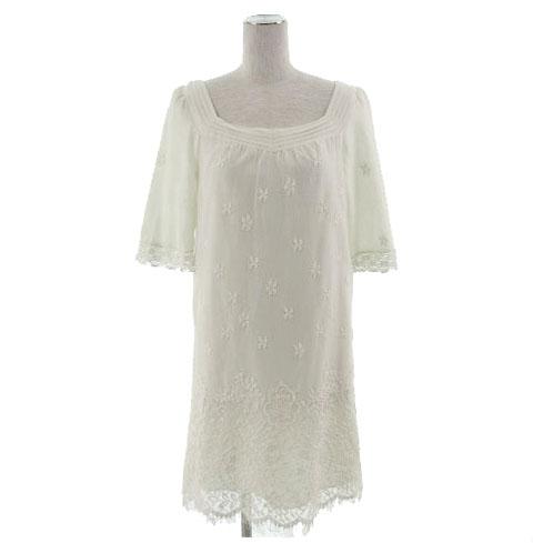 中古 組曲 クミキョク Kumikyoku ワンピース ひざ丈 五分袖 レース切替 オフ白 3 レディースの通販はau Pay マーケット ブランド古着のベクトル