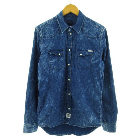 中古 ペペジーンズ Pepe Jeans シャツ デニムシャツ 長袖 ブリーチ加工 総柄 ブルー 青 S メンズの通販はau Pay マーケット ブランド古着のベクトル