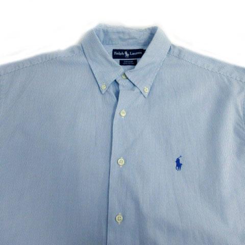 中古 ラルフローレン Ralph Lauren シャツ 長袖 ボタンダウン ポニー ストライプ ブルー系 青系 白 L メンズの通販はau Pay マーケット ブランド古着のベクトル