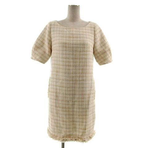 中古 マーキュリーデュオ Mercuryduo ワンピース 半袖 ミディ丈 ツイード フリンジ アイボリー マルチカラー Fの通販はau Pay マーケット ブランド古着のベクトル