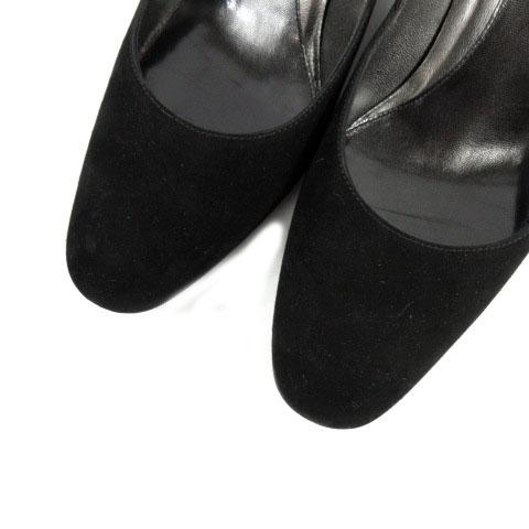 【中古】セルジオロッシ Sergio rossi パンプス ウェッジヒール スウェード なめし革 イタリア製 黒いこと 黒 36.5