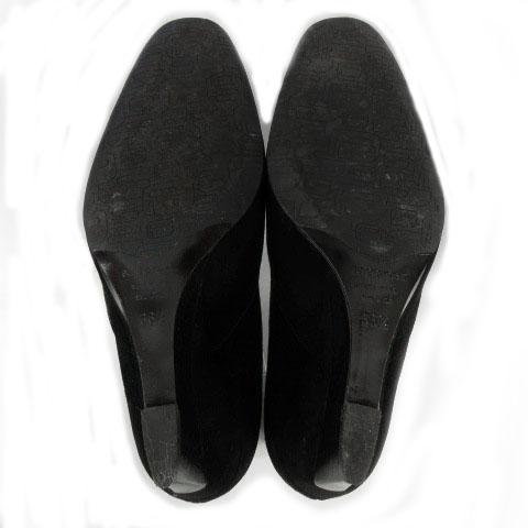 【中古】セルジオロッシ Sergio rossi パンプス ウェッジヒール スウェード なめし革 イタリア製 黒いこと 黒 36.5