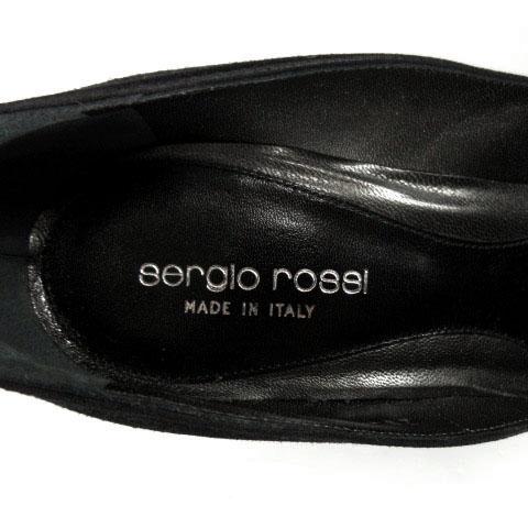【中古】セルジオロッシ Sergio rossi パンプス ウェッジヒール スウェード なめし革 イタリア製 黒いこと 黒 36.5