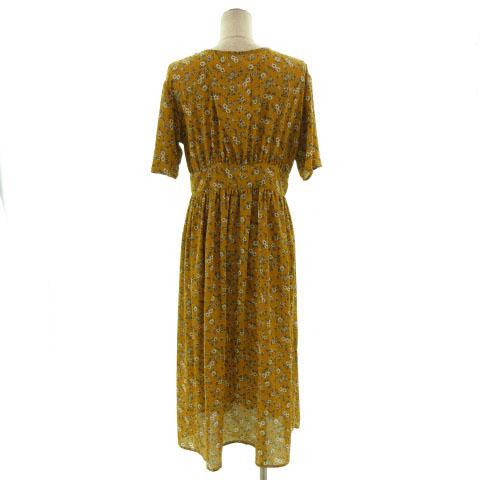 中古 未使用品 Earth Music Ecology ワンピース ガウンワンピース ロング 半袖 花柄 総柄 マスタード 茶 白 Fの通販はau Pay マーケット ブランド古着のベクトル